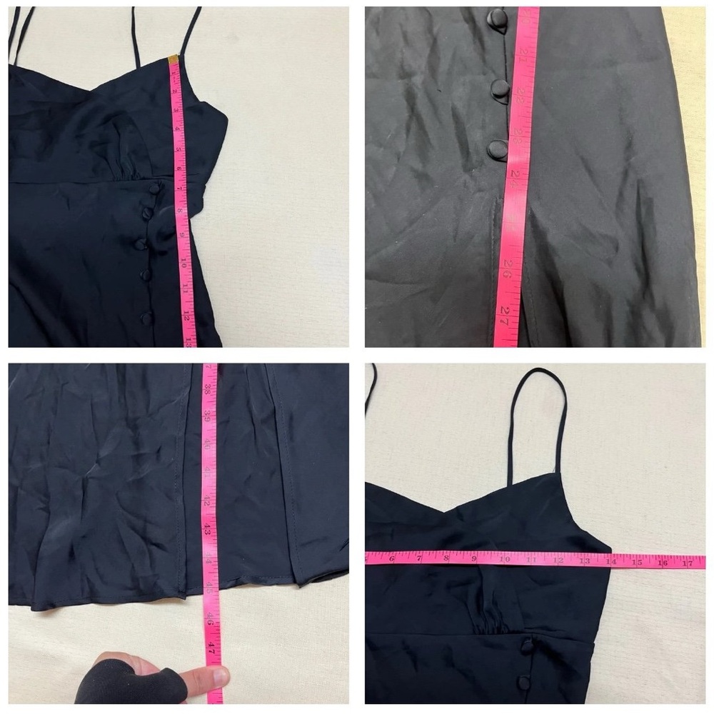 Zara XS black satin maxi slip dress with slit - Picture 3 of 12